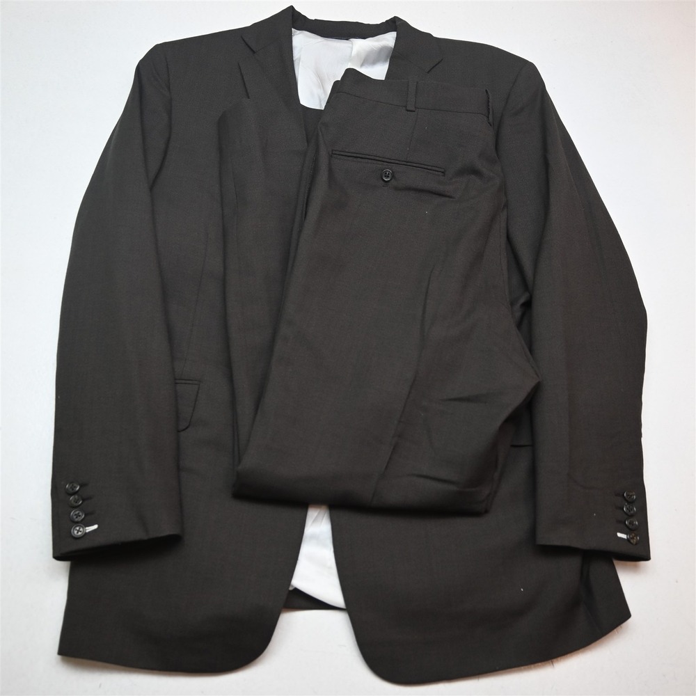Tom James USA Made 46L 36x32 Brown Wool Slim Surgeon Cuff Mens Jacket Pants Suit